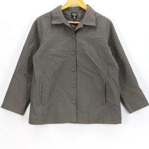 Eileen Fisher Gray Quilted Jacket, Cotton, With Pockets, Medium. EUC.